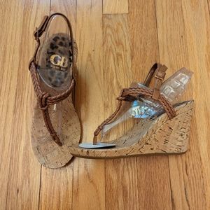 Gianni Bini Wedge Sandal Size 6 Take-In Style Honey Color